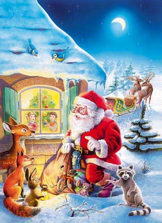 Раскраска. Новый год с Санта Клаусом