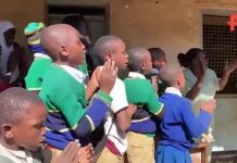 Школьники из Танзании встретили песнями спасителей льва Симбы