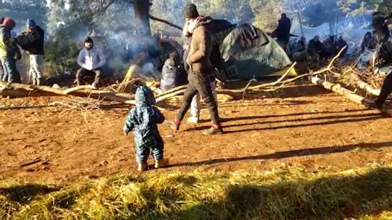 Видео с детьми мигрантов у белорусско-польской границы