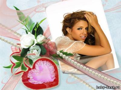 Рамка романтическая "Сердце и белые розы"