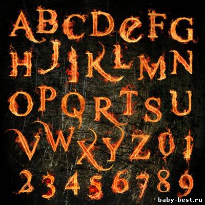 Клипарт - Английский огненный алфавит