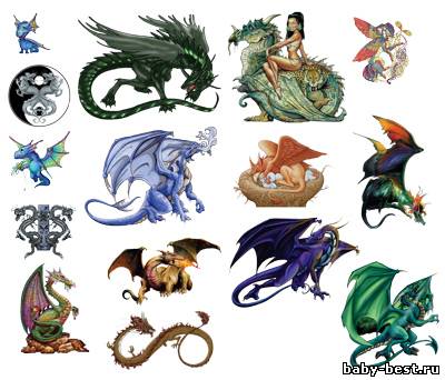 Клипарт для фотошопа - Драконы