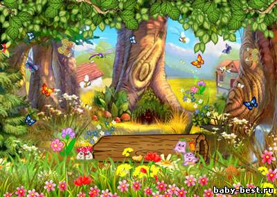 Детский PSD фон для фотошопа - Полянка