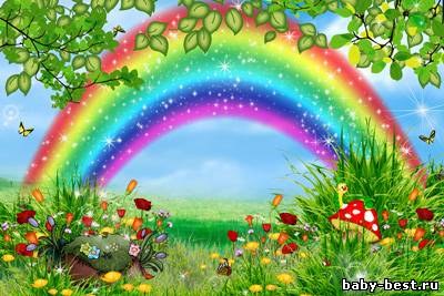 PSD Фон для фотошопа - Радужная полянка