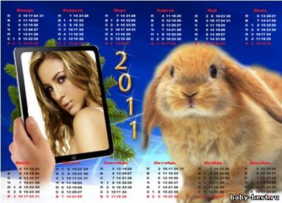 Рамка-календарь на 2011 год – Кролик
