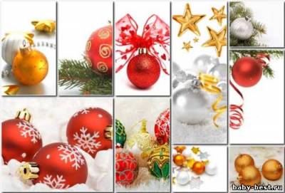 Елочные игрушки – фотоклипарт высокого разрешения