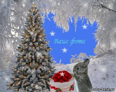 Рамка для фото - Кролик у елки