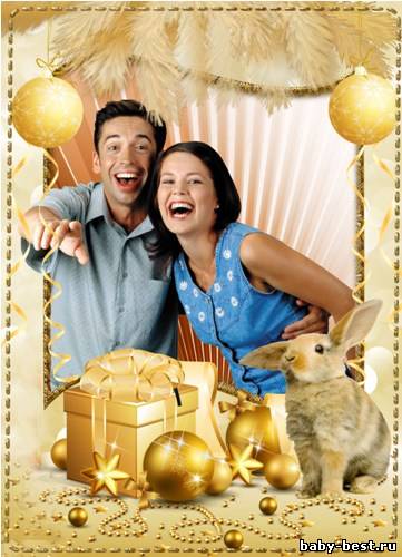 Рамка для фото - Новогодний кролик