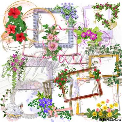 Клипарт - Цветочные вырезы для рамок / Clip Art - Floral cutouts for the scope
