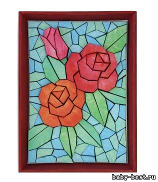 обьемная аппликация "розы"