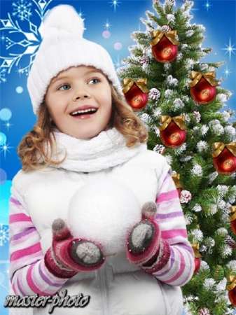 Детский шаблон для фотошопа – Поиграем в снежки