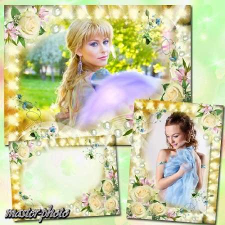 Весенняя рамка для фотошопа - Шепот роз
