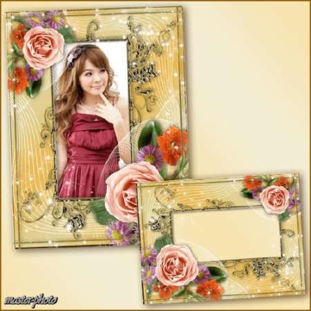 Цветочная рамка для фотошопа - Нежность шелка