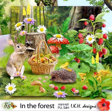 Красивый детский скрап - В лесу. Scrap - In the forest