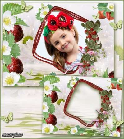 Рамка для фотошопа к лету – Клубничный фреш