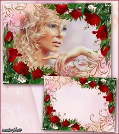 Цветочная рамка для фотошопа – Нежное прикосновение роз