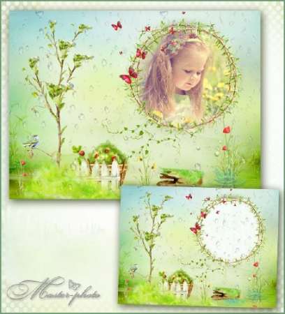 Летняя детская рамочка для фотошопа – Июльский дождик