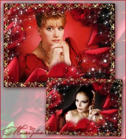 Женская рамка для фотошопа - Сияние роз