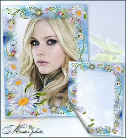 Цветочная летняя фоторамка - Милые ромашки