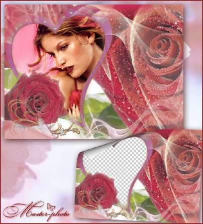 Романтическая цветочная фоторамка - Красные розы