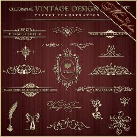 Декоративные золотые элементы для работы в фотошопе