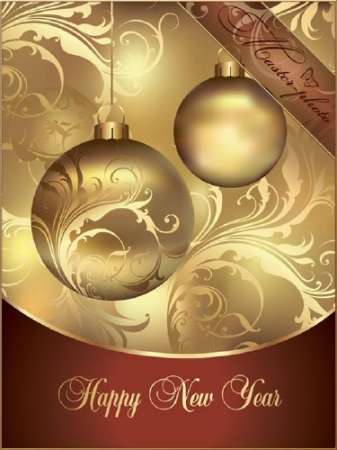 Новогодний PSD исходник для фотошопа - Золотые шары