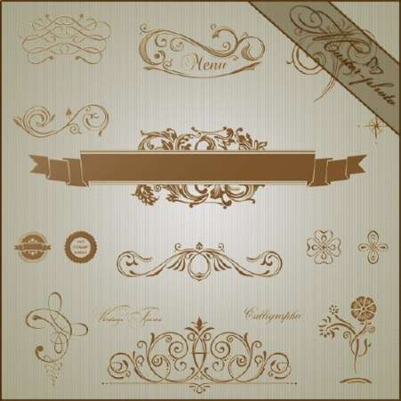 Золотые векторные элементы для творчества в фотошопе