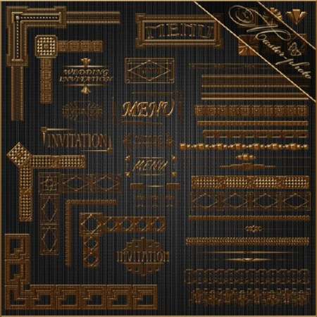 PSD исходник для фотошопа - Бордюры, уголки и меню для сайта