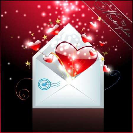 Многослойный PSD исходник - Конверт на день святого Валентина