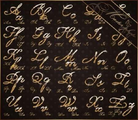 Алфавит золотой для фотошопа